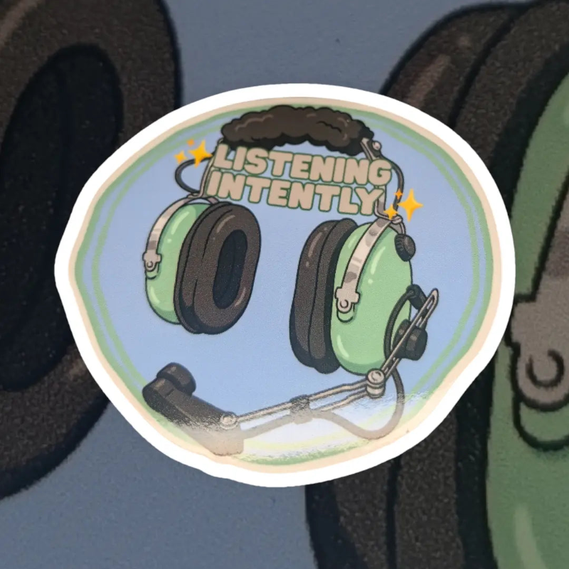 listening intently sticker close-up