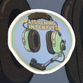 Sticker with headphones on a blue background