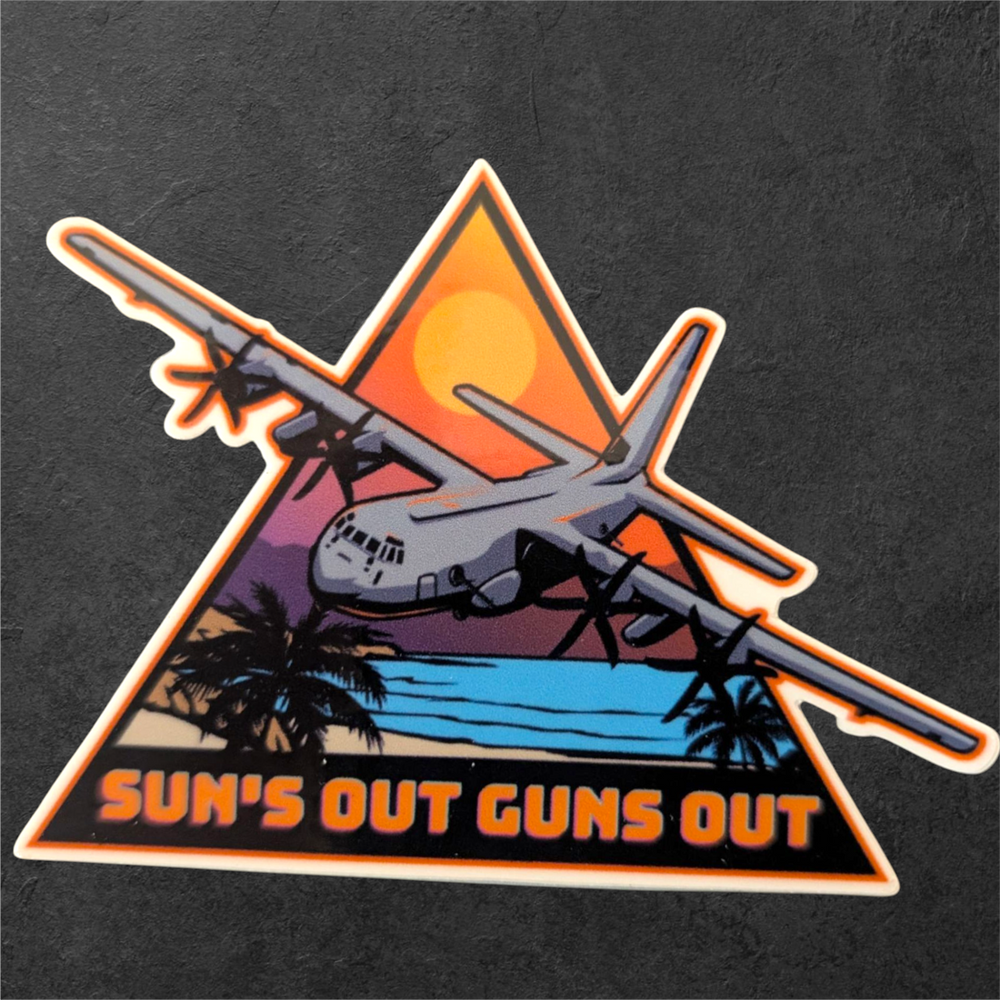Sun’s Out, Guns Out – Ac-130J Beach Ops Sticker