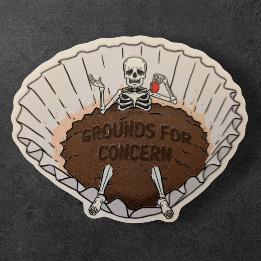 Grounds For Concern – Embossed Vinyl Sticker