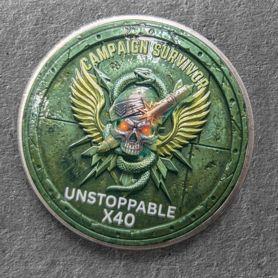 Survived Epic Fury — 60mm Textured Relief Drop Coin | Season Pass Holder Edition