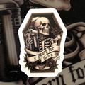 skeleton coffee urn matte vinyl humor sticker decal